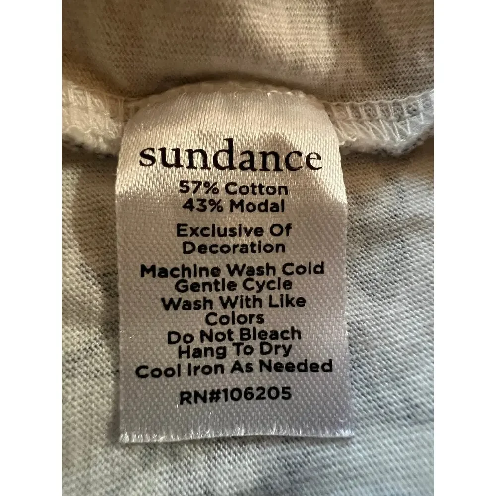 SUNDANCE WOMENS TOP SZ MEDIUM LACE DETAIL RUFFLED  COTTON BLEND WHITE BLUE BOHO - Picture 10 of 11